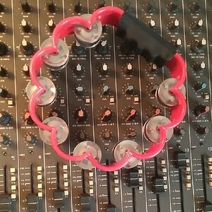 Red Tambourine with Black Handle